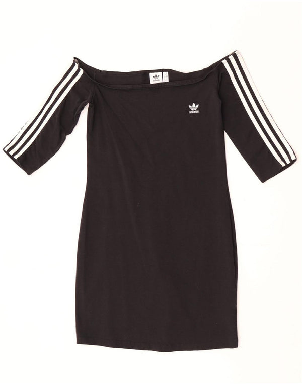 Abito da donna Adidas con maniche a 3/4 e spalle scoperte UK 14 cotone nero medio
