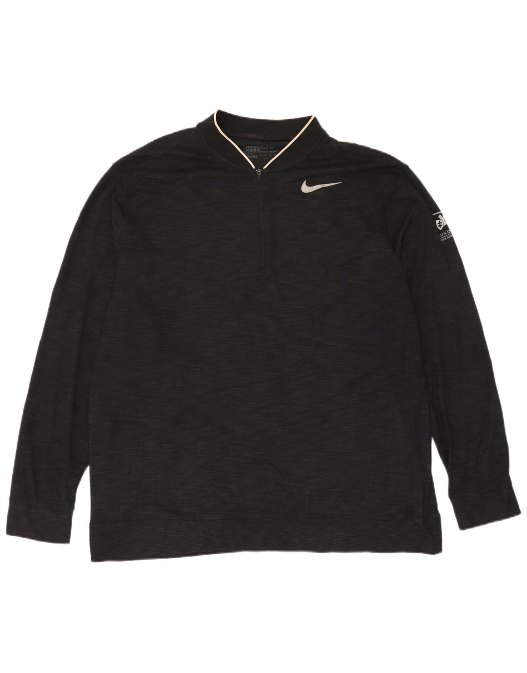 Top della tuta pullover con zip e collo Nike Dri Fit da uomo 2XL nera chiazzata