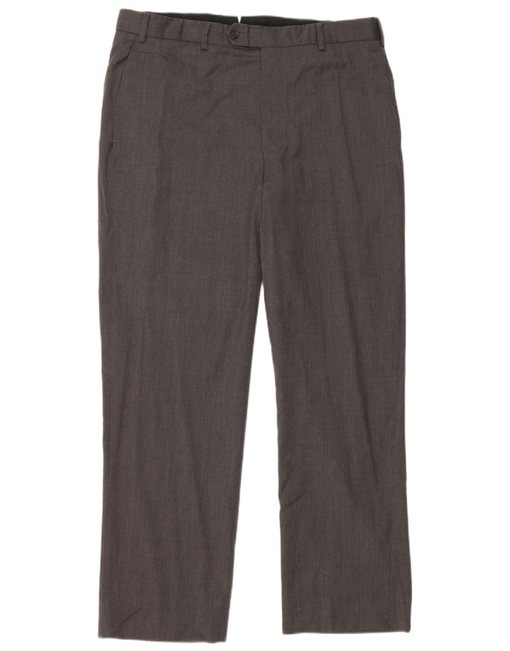 BROOKS BROTHERS Pantaloni da abito dritti da uomo W36 L30 Lana grigia