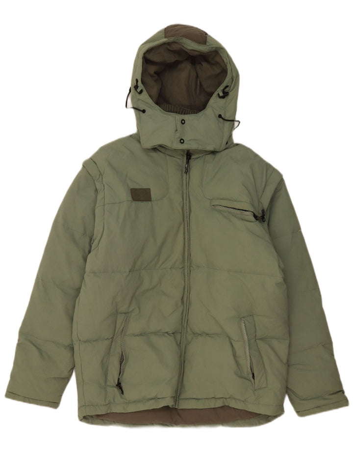Giacca imbottita vestibilità ampia con cappuccio Fila da uomo UK 36 Small Verde poliestere