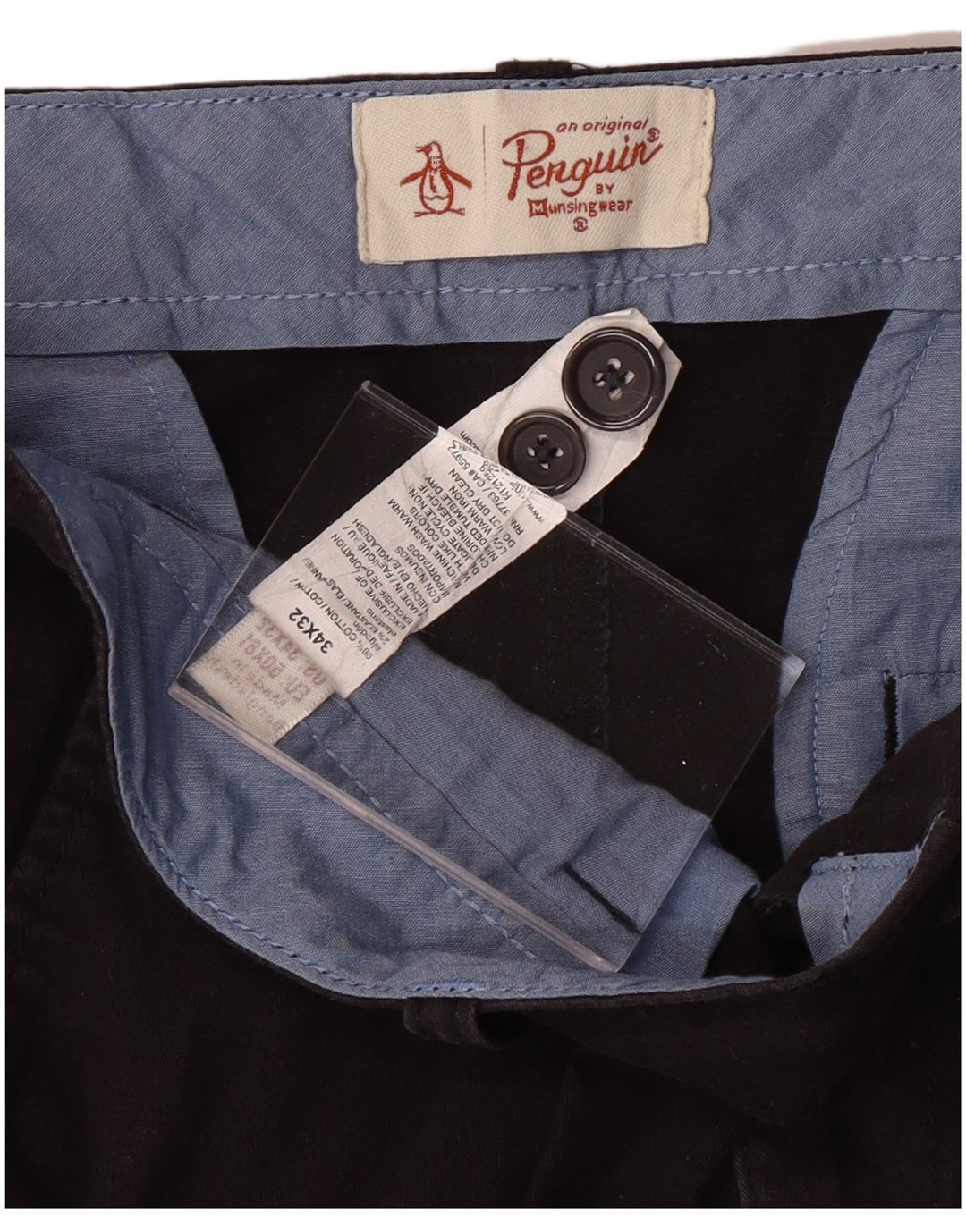 PENGUIN Pantaloni chino dritti da uomo W34 L32 cotone nero