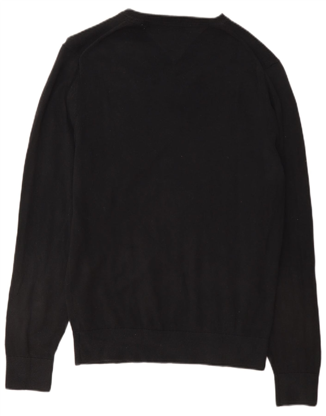 Tommy Hilfiger Maglione da uomo con scollo a V vestibilità regolare piccolo cotone nero