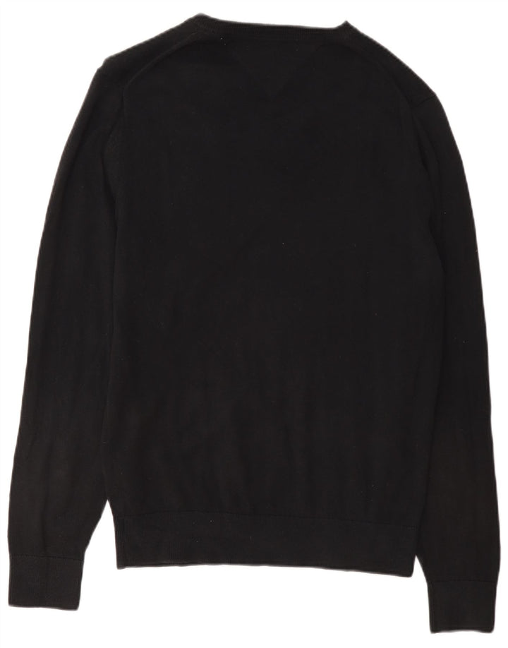 Tommy Hilfiger Maglione da uomo con scollo a V vestibilità regolare piccolo cotone nero