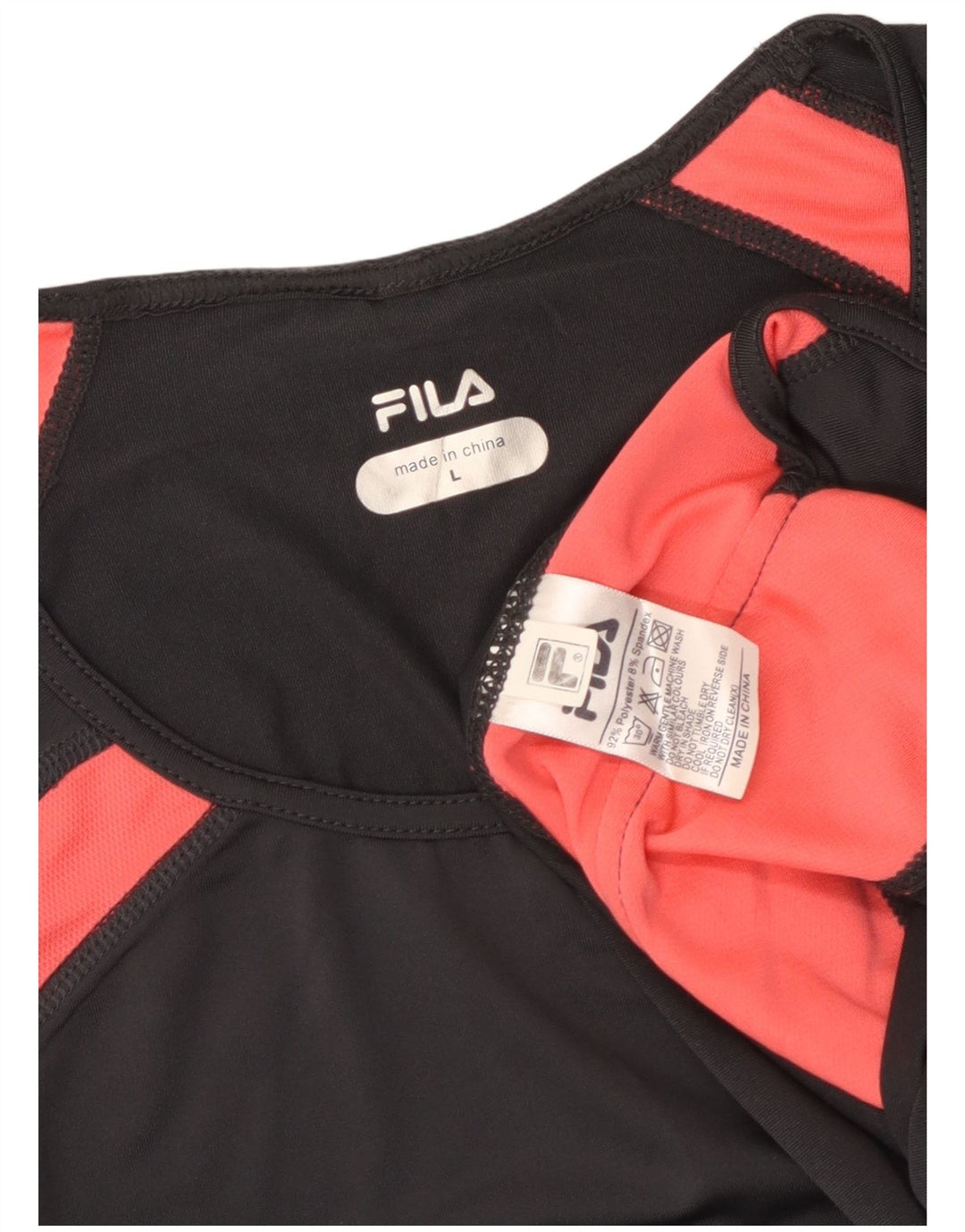 T-shirt da donna FILA Top UK 14 Large Nero Colourblock Poliestere