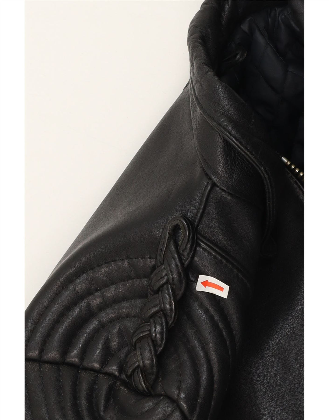 Giacca da motociclista in pelle da donna vintage IT 44 pelle nera media