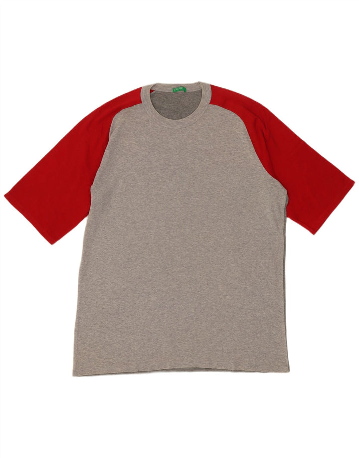 T-shirt da uomo BENETTON Top grigio medio color block