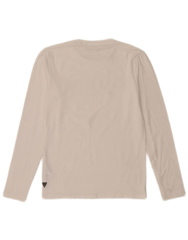 Guess Maglietta grafica da uomo a maniche lunghe UK 32 XS Cotone bianco