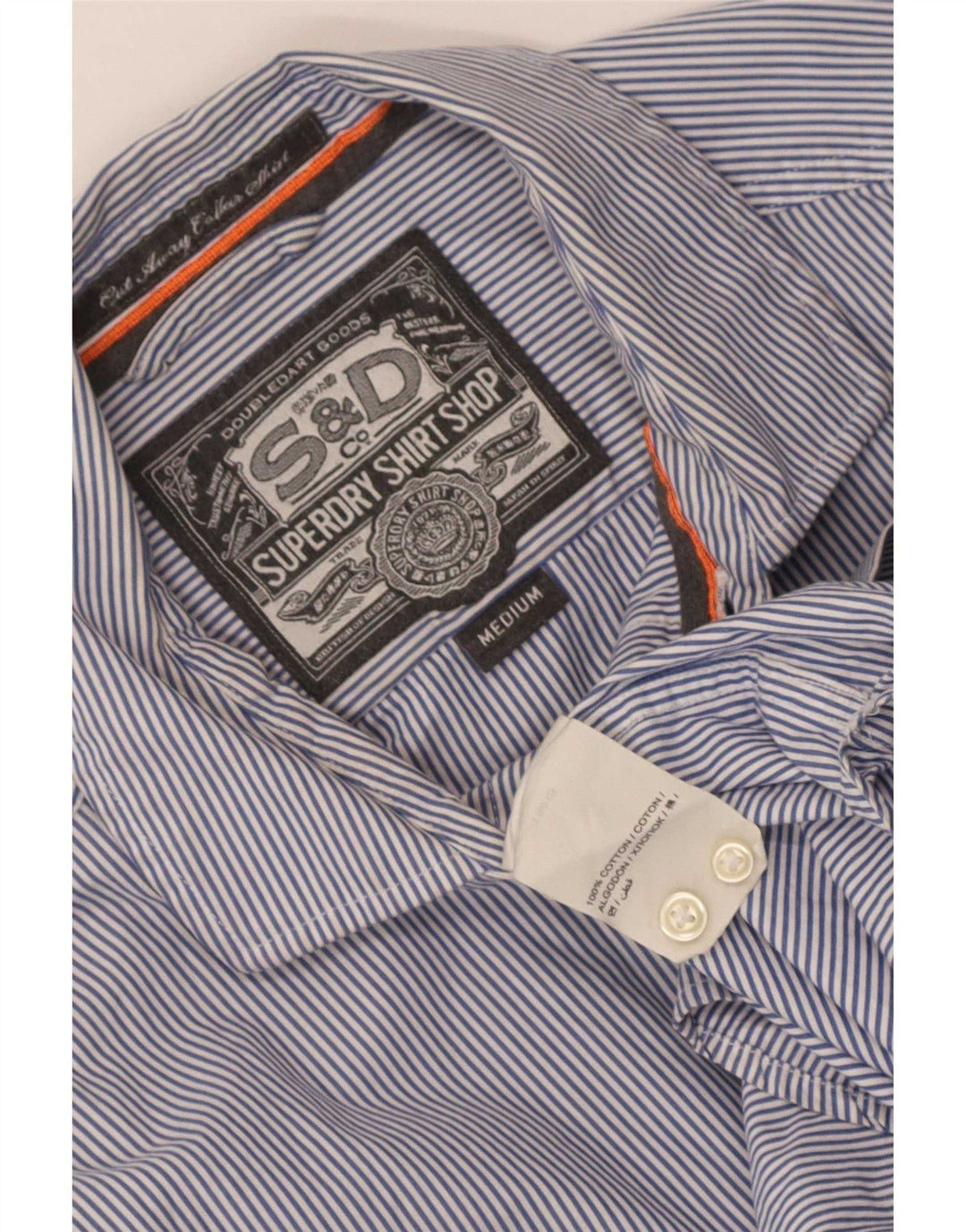 Camicia da uomo Superdry in cotone gessato blu medio