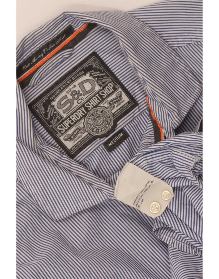 Camicia da uomo Superdry in cotone gessato blu medio