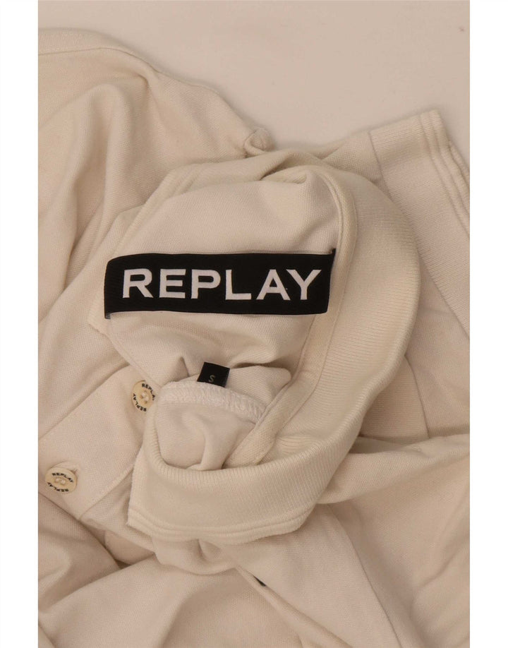 Polo da uomo Replay in cotone bianco sporco medio