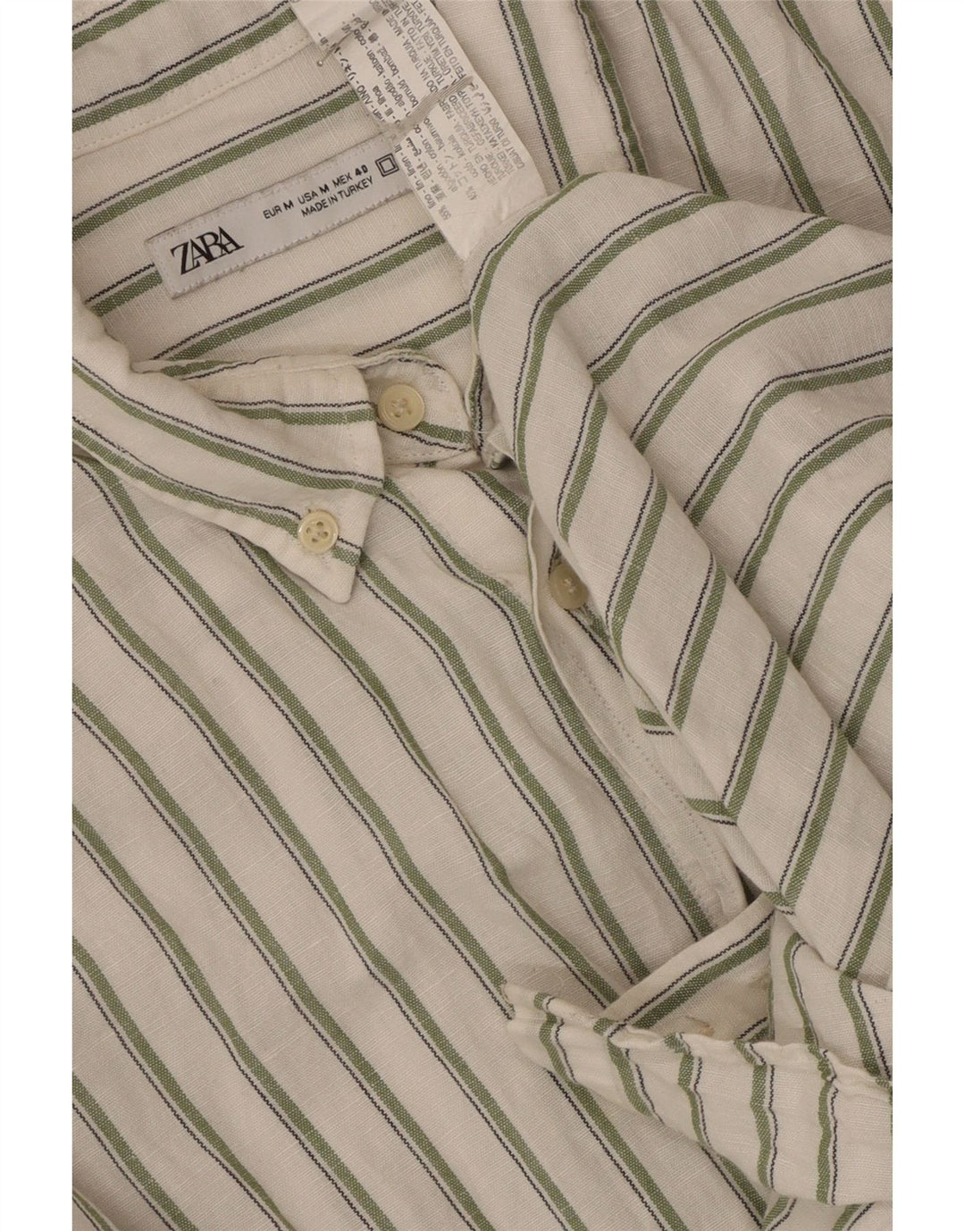 Camicia Zara da uomo in lino a righe bianche medie