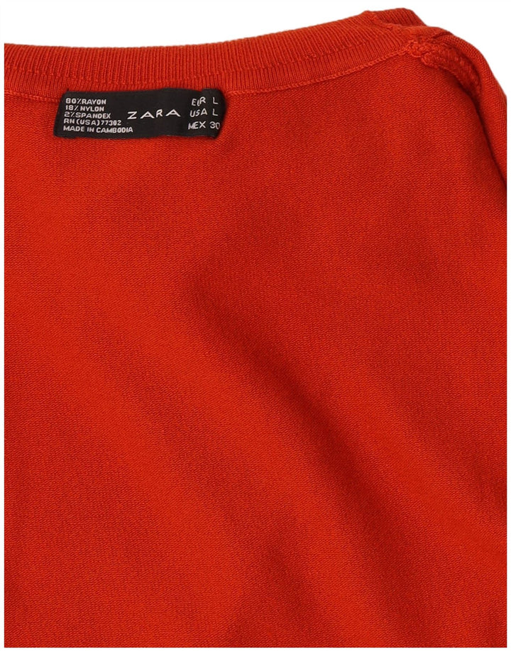 Maglione maglione a collo alto da donna Zara UK 14 grande rayon arancione