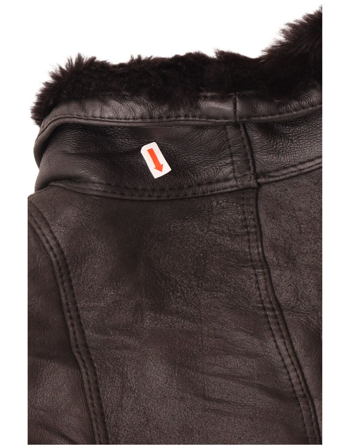 Giacca doppiopetto da donna VINTAGE EU 42 Large Black Shearling