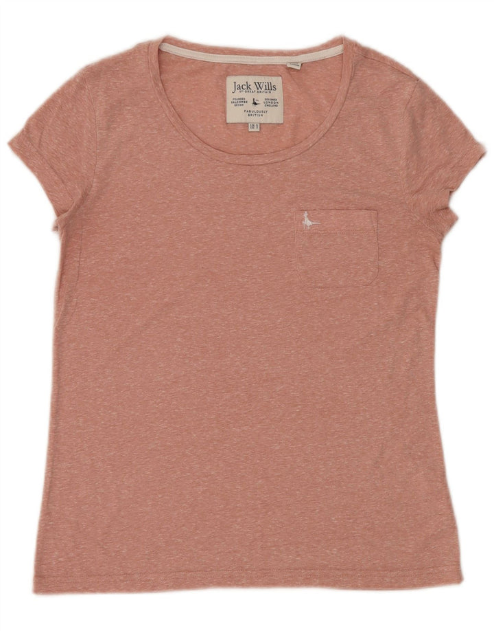 JACK WILLS T-shirt da donna Top UK 6 XS Poliestere chiazzato rosa