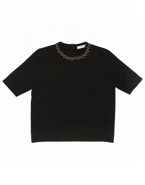 Top corto in camicetta corta da donna Zara UK 10 piccolo in viscosa nera