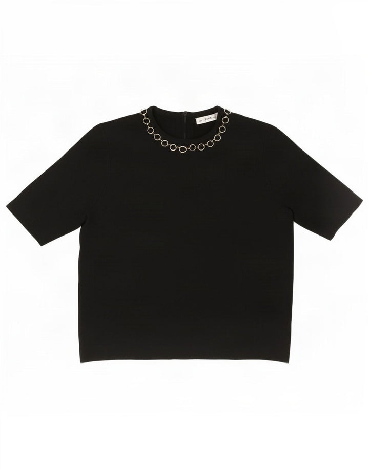 Top corto in camicetta corta da donna Zara UK 10 piccolo in viscosa nera