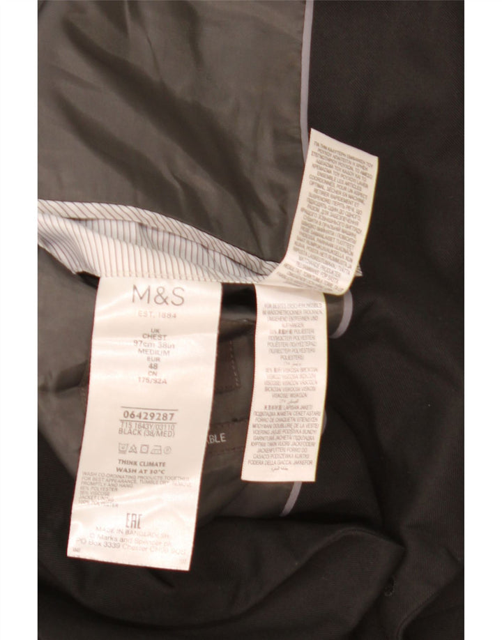 Giacca blazer a 2 bottoni da uomo Marks & Spencer UK 38 poliestere nero medio