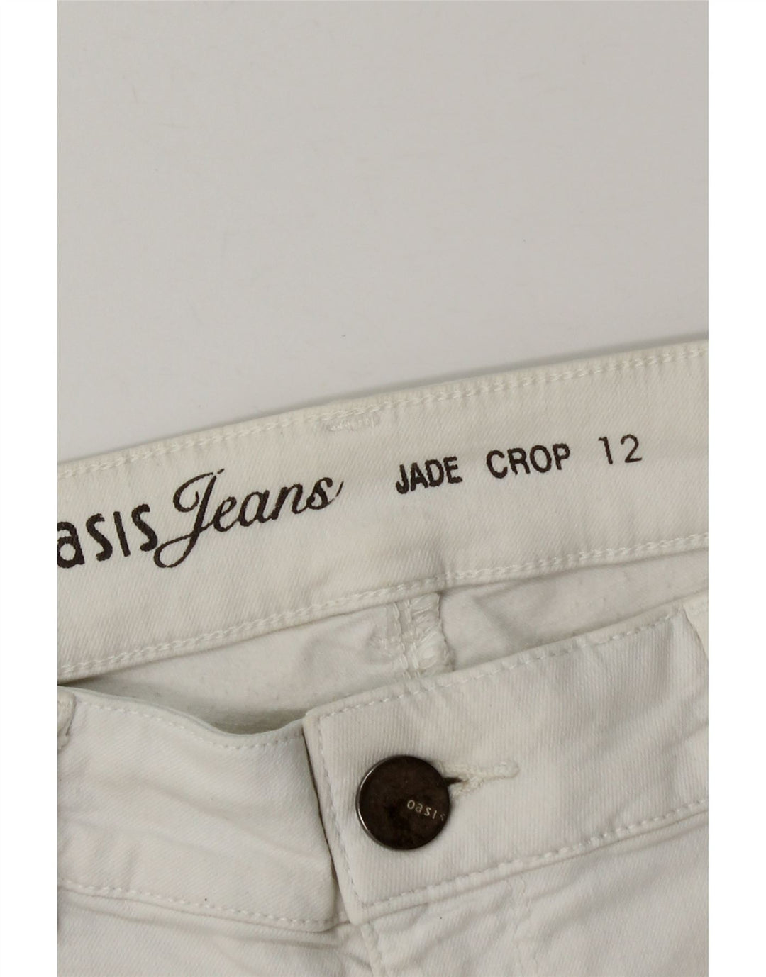 Pantaloncini di jeans da donna Oasis UK 12 medi W28 cotone bianco