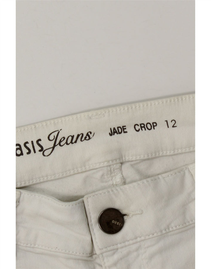 Pantaloncini di jeans da donna Oasis UK 12 medi W28 cotone bianco