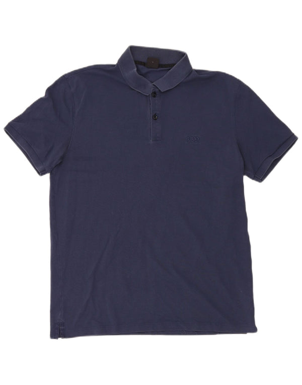 Polo da uomo Hugo Boss grande in cotone blu navy