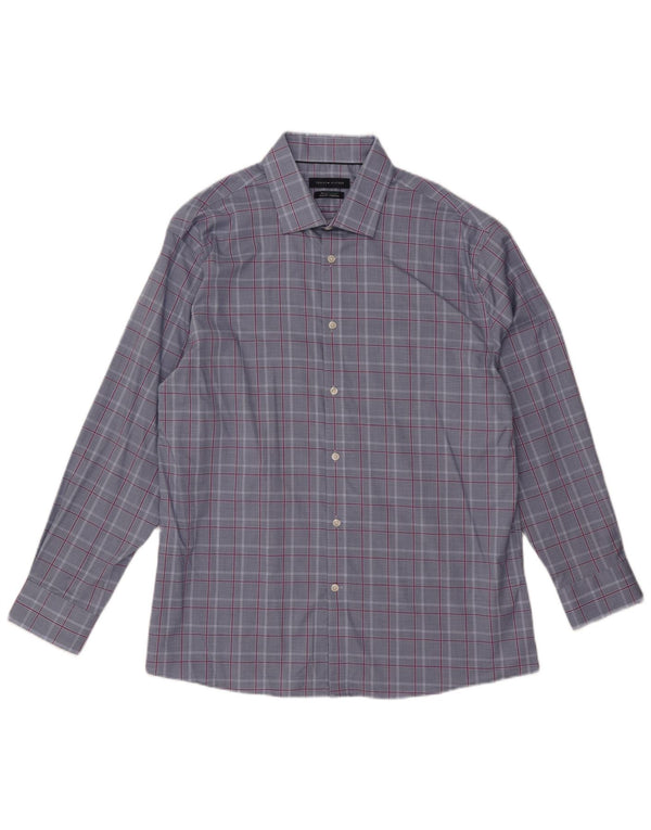 Camicia slim fit da uomo Tommy Hilfiger taglia 17 XL cotone a quadri blu