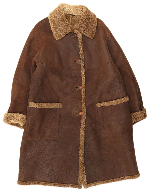 Cappotto in shearling da donna Conbipel UK 14 grande marrone