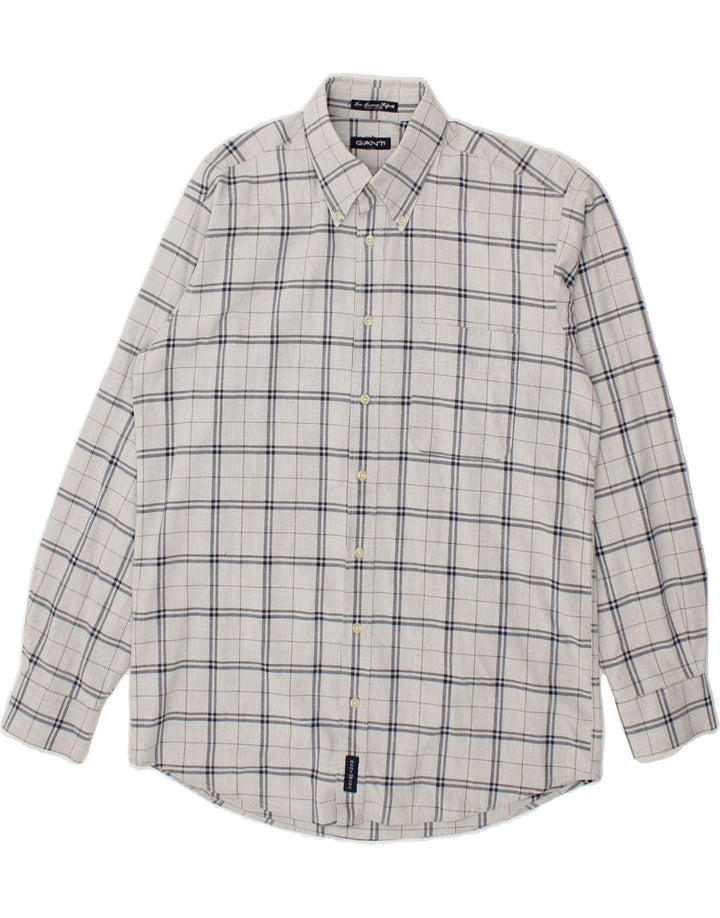 GANT Camicia da uomo in cotone a quadri grigio medio