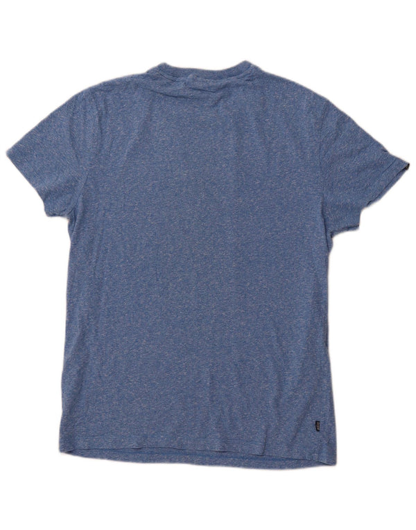 T-shirt da uomo SUPERDRY Top in cotone screziato blu medio