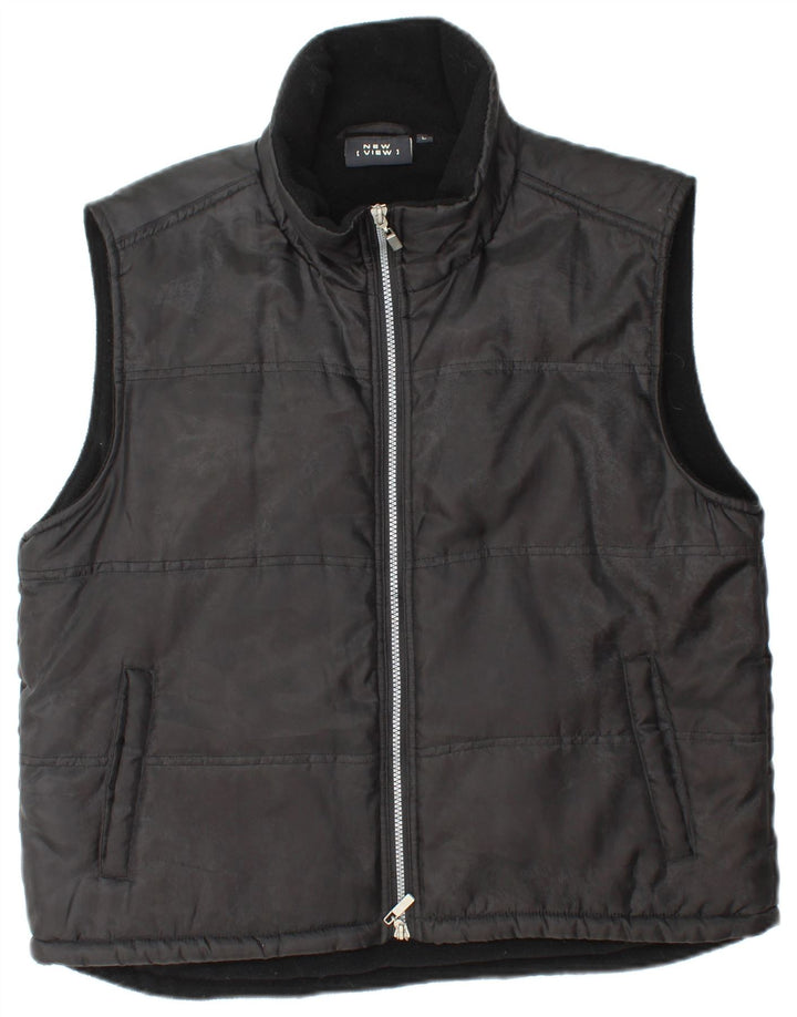 VINTAGE Mens Padded Gilet UK 40 Large Black Polyamide