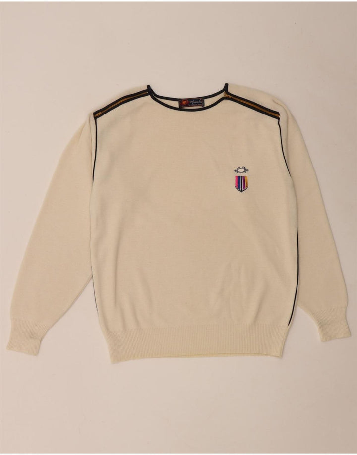 Maglione da uomo girocollo Il Granchio in lana color bianco sporco medio