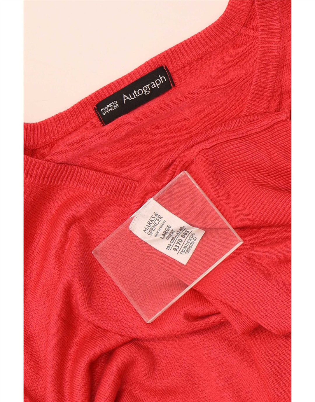 Marks & Spencer Maglione da uomo con scollo a V autografo grande acrilico rosso