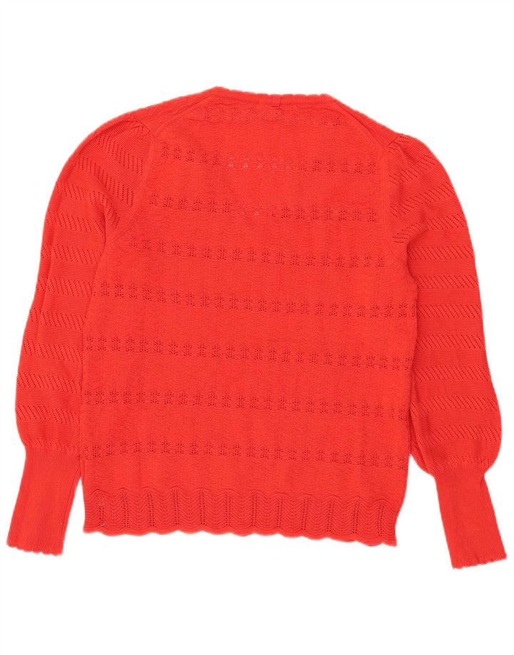 Maglione maglione con scollo a V da donna Marks & Spencer UK 14 Poliestere rosso medio