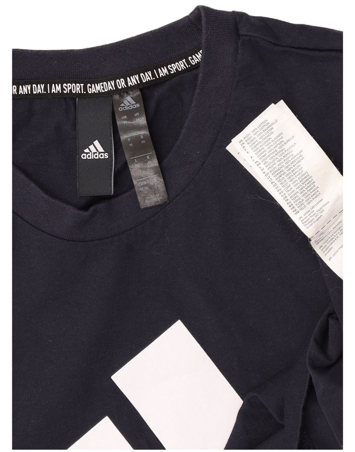 T-shirt grafica da uomo Adidas Top in cotone blu navy medio