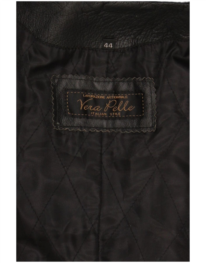 LAVORAZIONE ARTIGIANALE Cappotto Donna in Pelle IT 44 Medio Pelle Nera