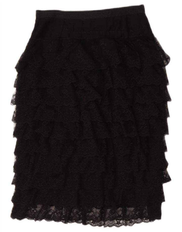 Gonna a strati trasparente da donna vintage W28 nera media