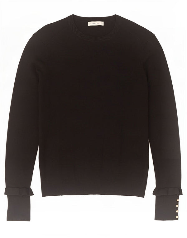 Maglione Zara da donna con scollo a barchetta UK 12 viscosa nera media