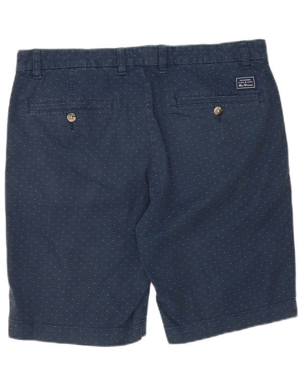 Pantaloncini chino da uomo BEN SHERMAN W34 Large in cotone maculato blu navy