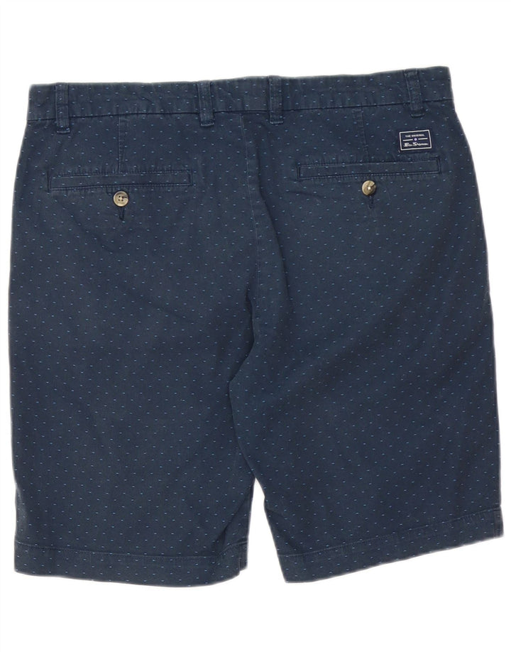 Pantaloncini chino da uomo BEN SHERMAN W34 Large in cotone maculato blu navy