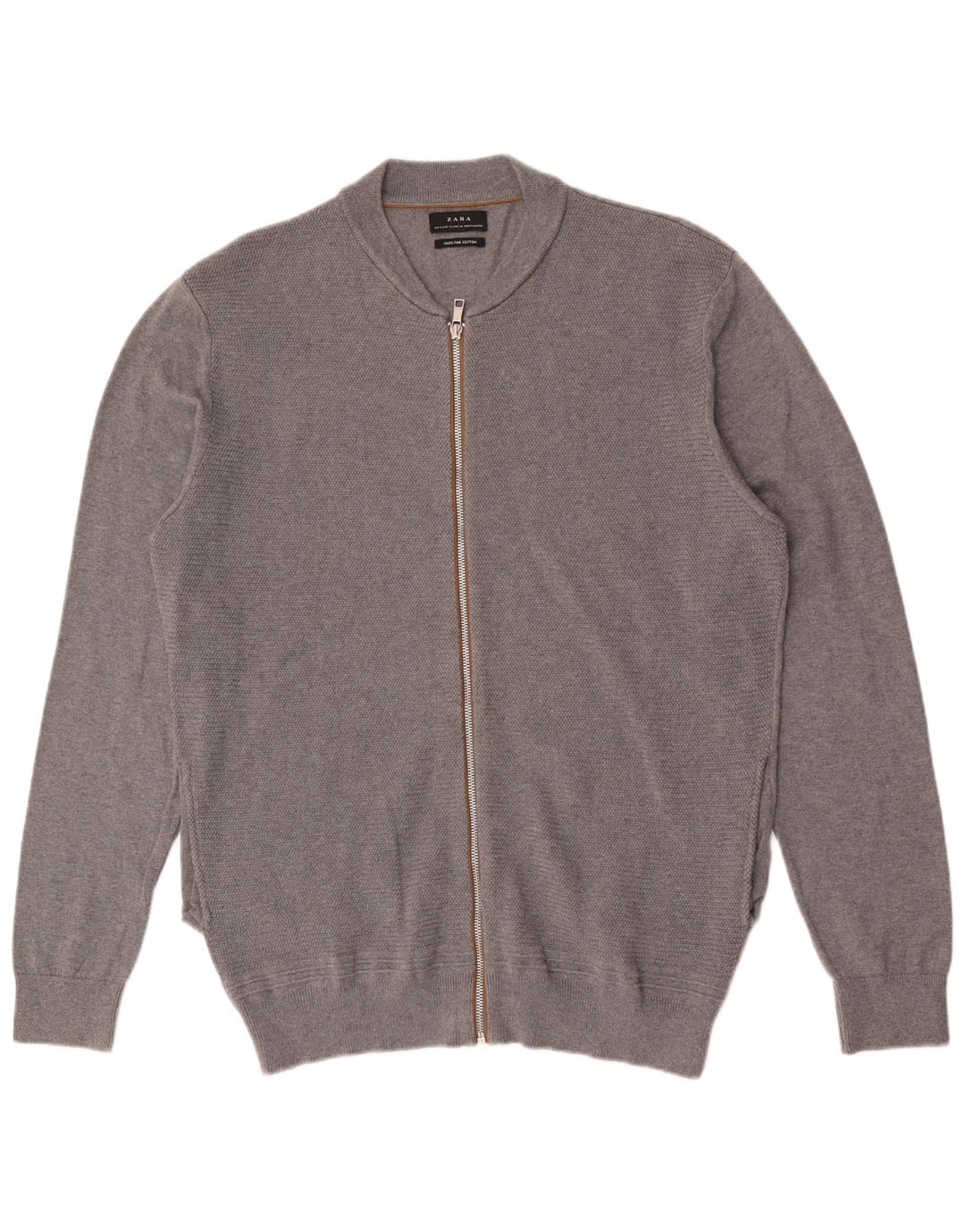 Maglione cardigan da uomo Zara XL in cotone grigio