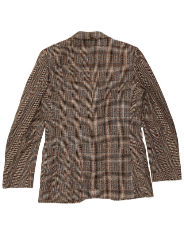 Giacca blazer vintage da uomo a 3 bottoni IT 46 piccolo pied de poule marrone