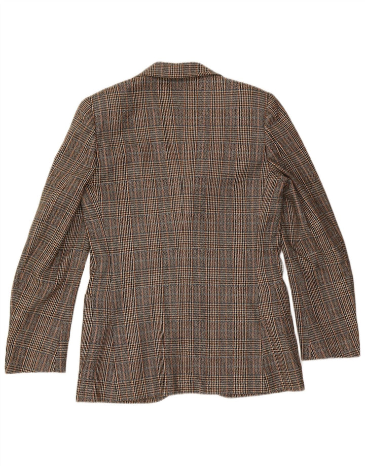 Giacca blazer vintage da uomo a 3 bottoni IT 46 piccolo pied de poule marrone