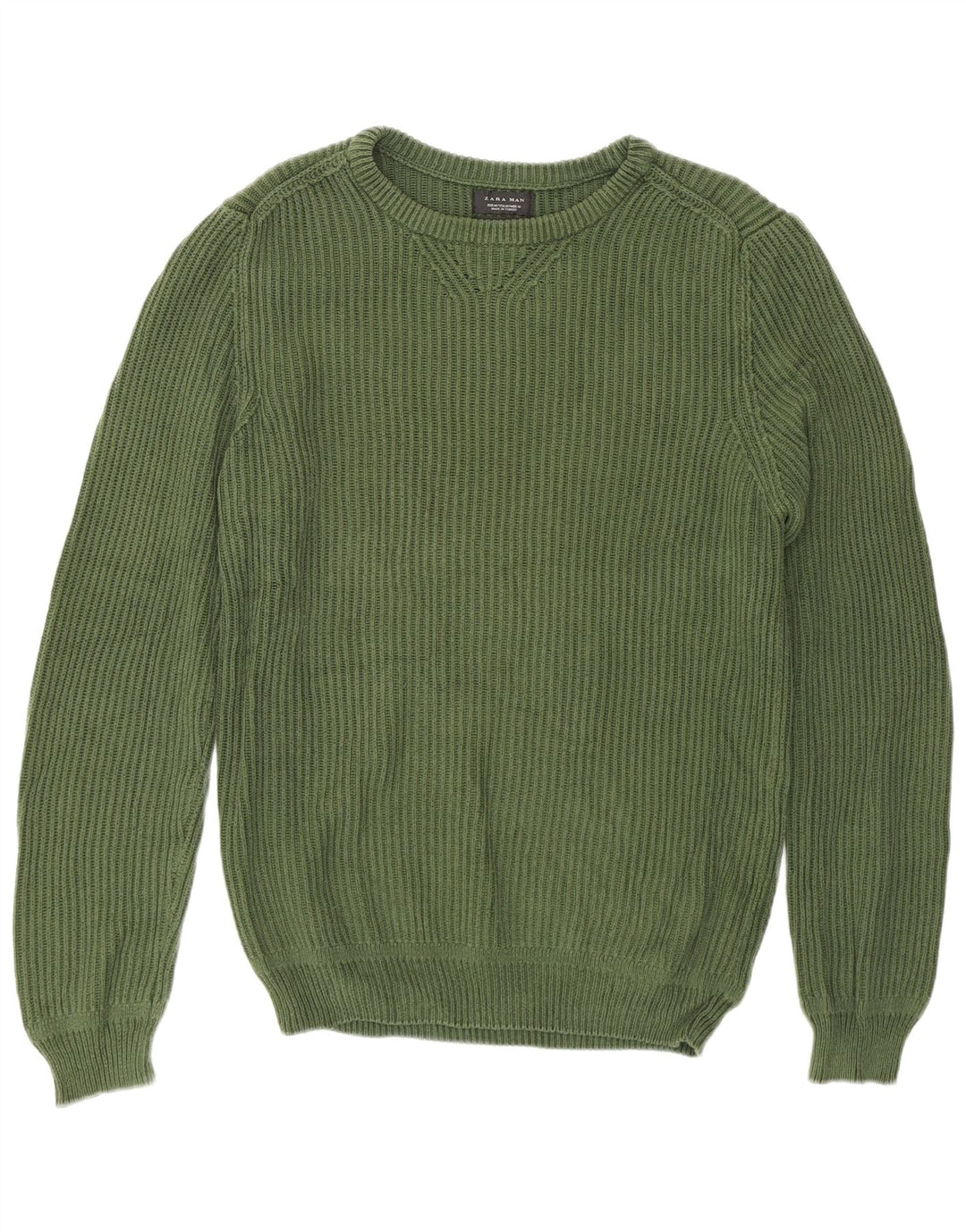 Maglione maglione girocollo da uomo Zara in cotone verde medio