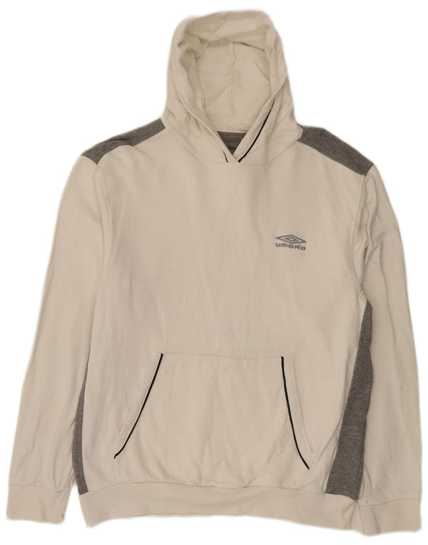 Felpa con cappuccio da uomo Umbro 2XL cotone color block bianco sporco
