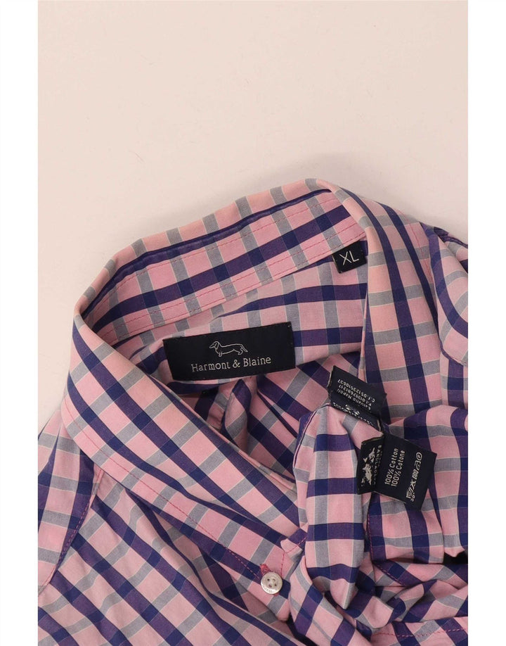 Camicia da uomo Harmont & Blaine XL in cotone a quadretti rosa