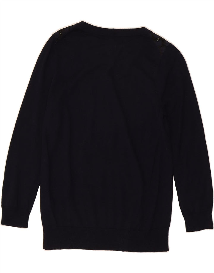 J. CREW Womens Crew Neck Jumper Sweater UK 10 Small Navy Blue Wool Vintage J. Crew and Second-Hand J. Crew from Messina Hembry 