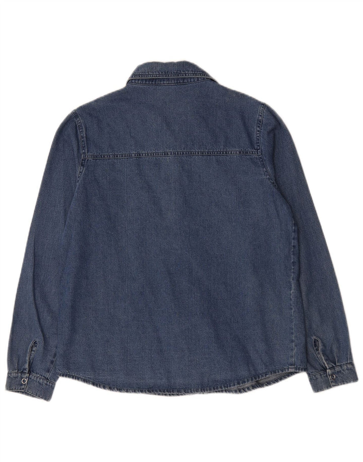 Camicia di jeans vintage da donna UK 14 cotone blu medio