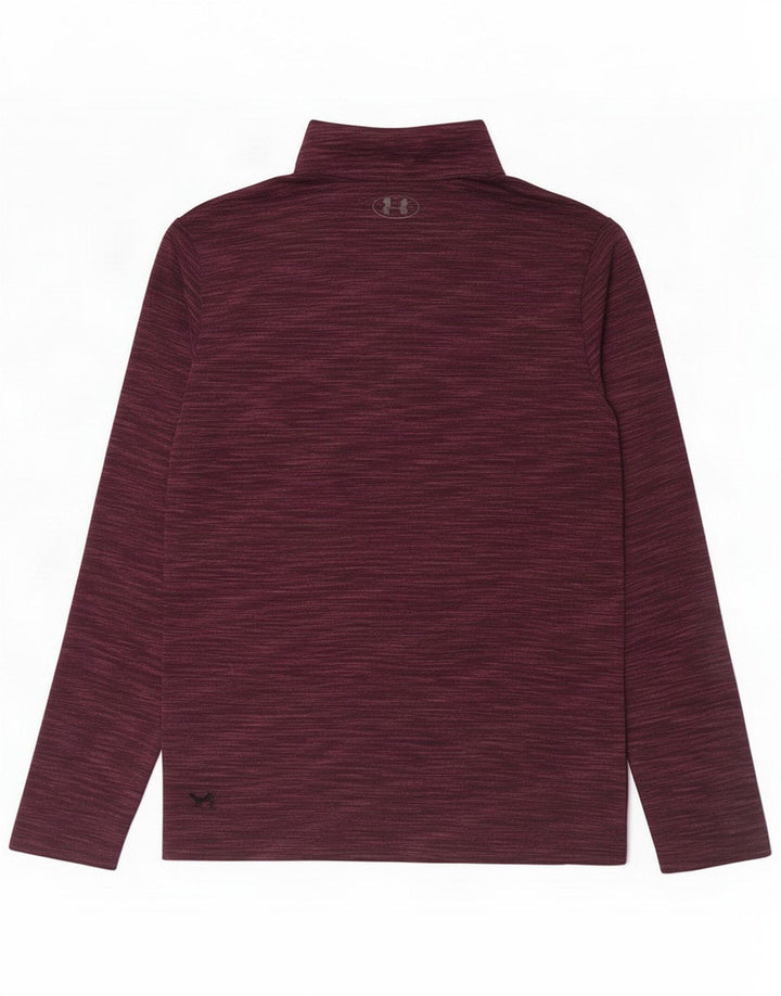 Under Armour - Tuta da uomo pullover con zip e collo, top grande in poliestere bordeaux