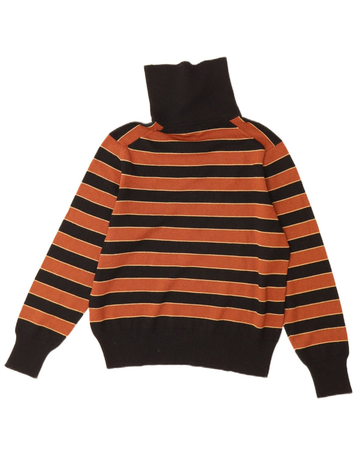 BLEYLE Maglione maglione a collo alto da donna UK 12 medio a righe nere