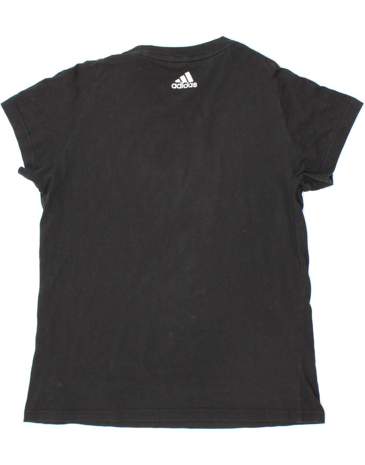 ADIDAS Womens Graphic T-Shirt Top UK 12/14 Medium Black Vintage Adidas and Second-Hand Adidas from Messina Hembry 