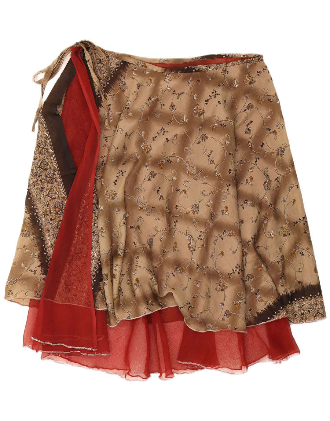 Gonna a portafoglio vintage da donna W38 2XL marrone floreale